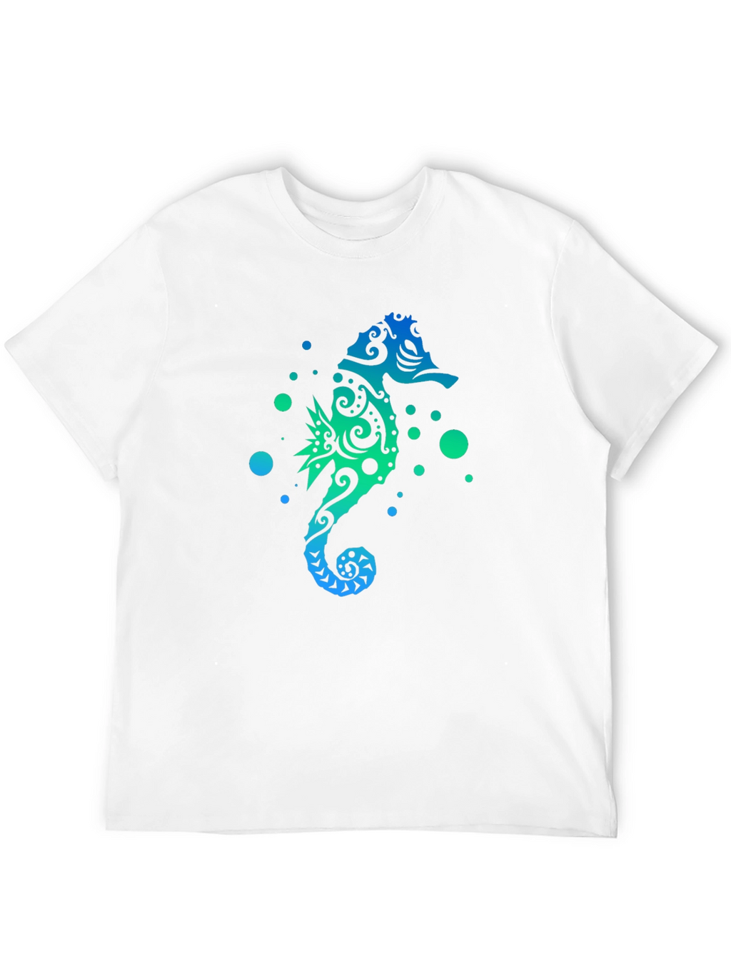 Gradient Seahorse Graphic T-Shirt - Black