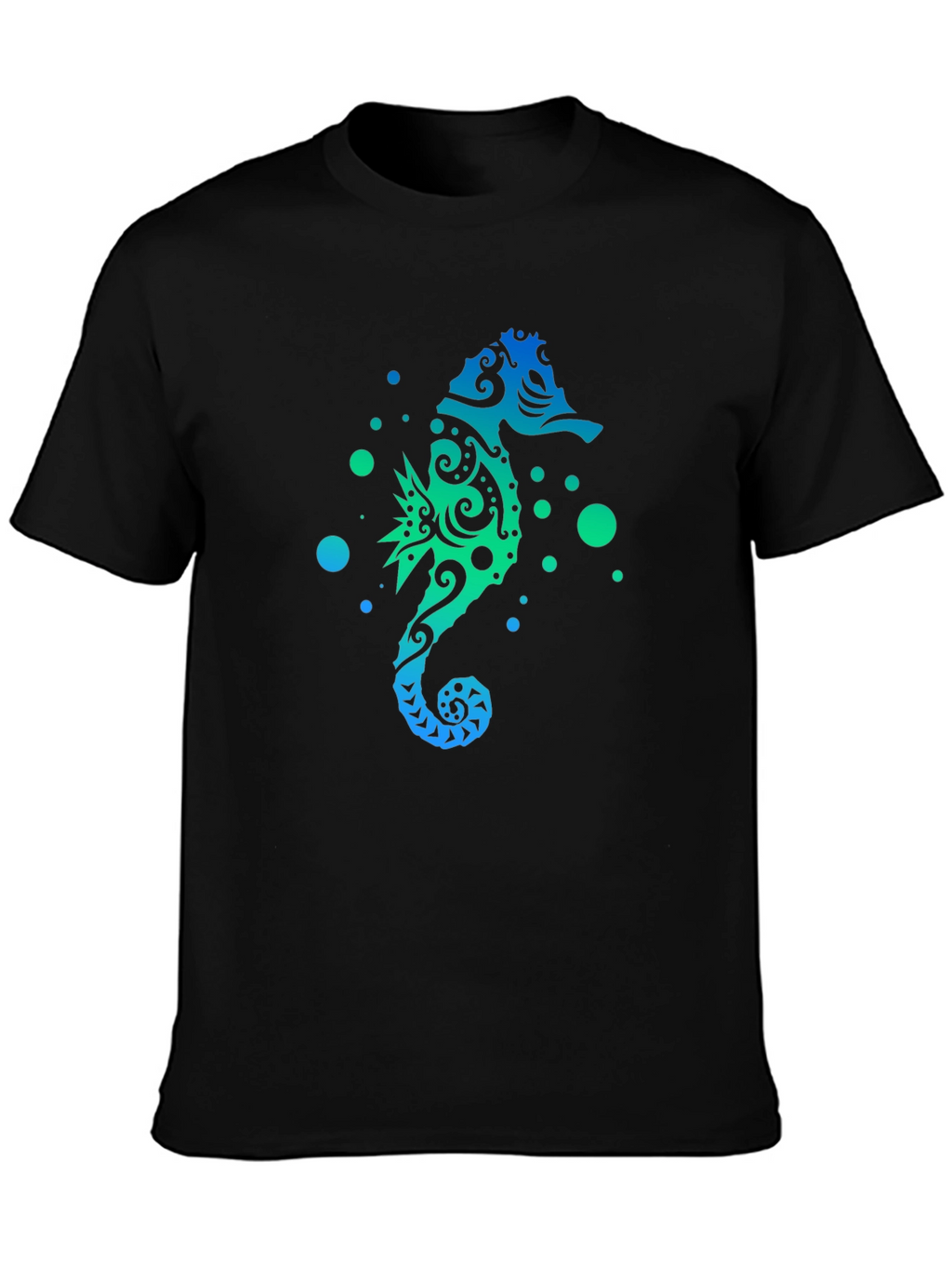 Gradient Seahorse Graphic T-Shirt - Black