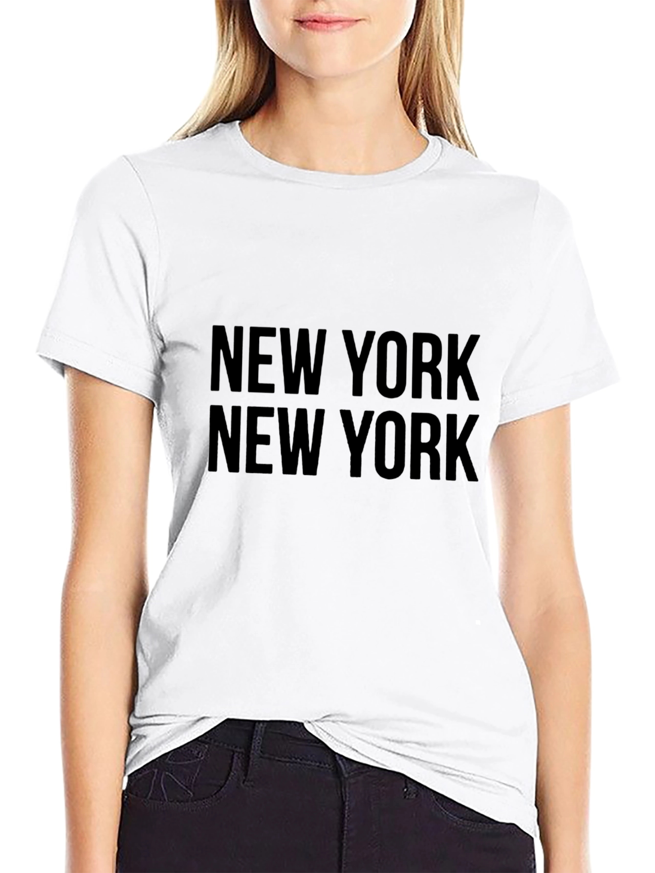 New York Text Print Black Graphic Tee