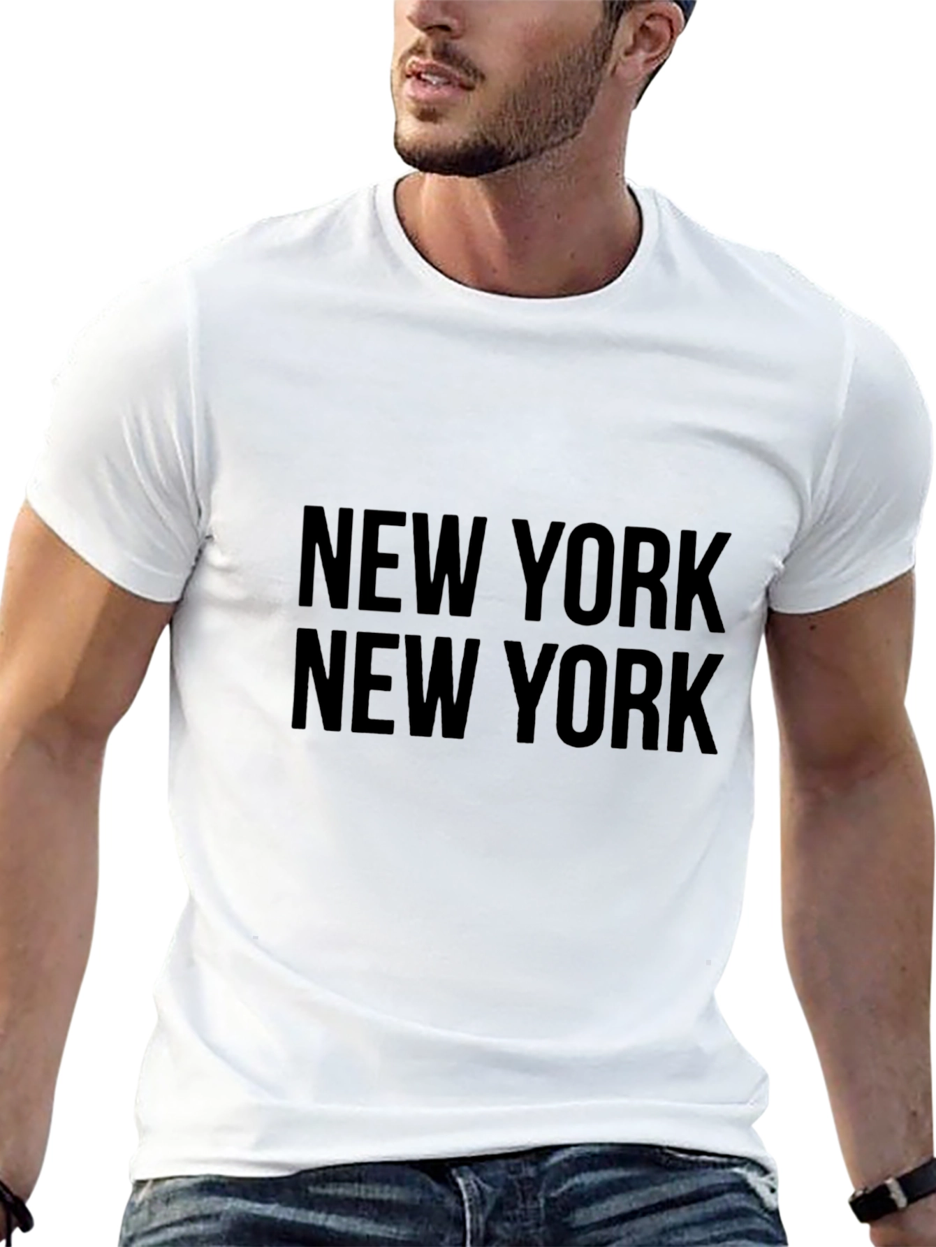 New York Text Print Black Graphic Tee