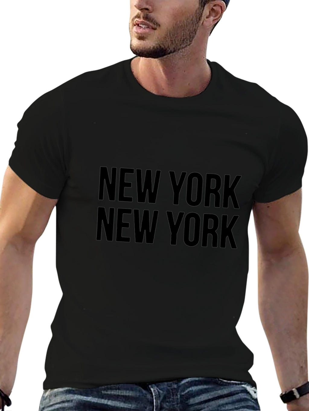 New York Text Print Black Graphic Tee