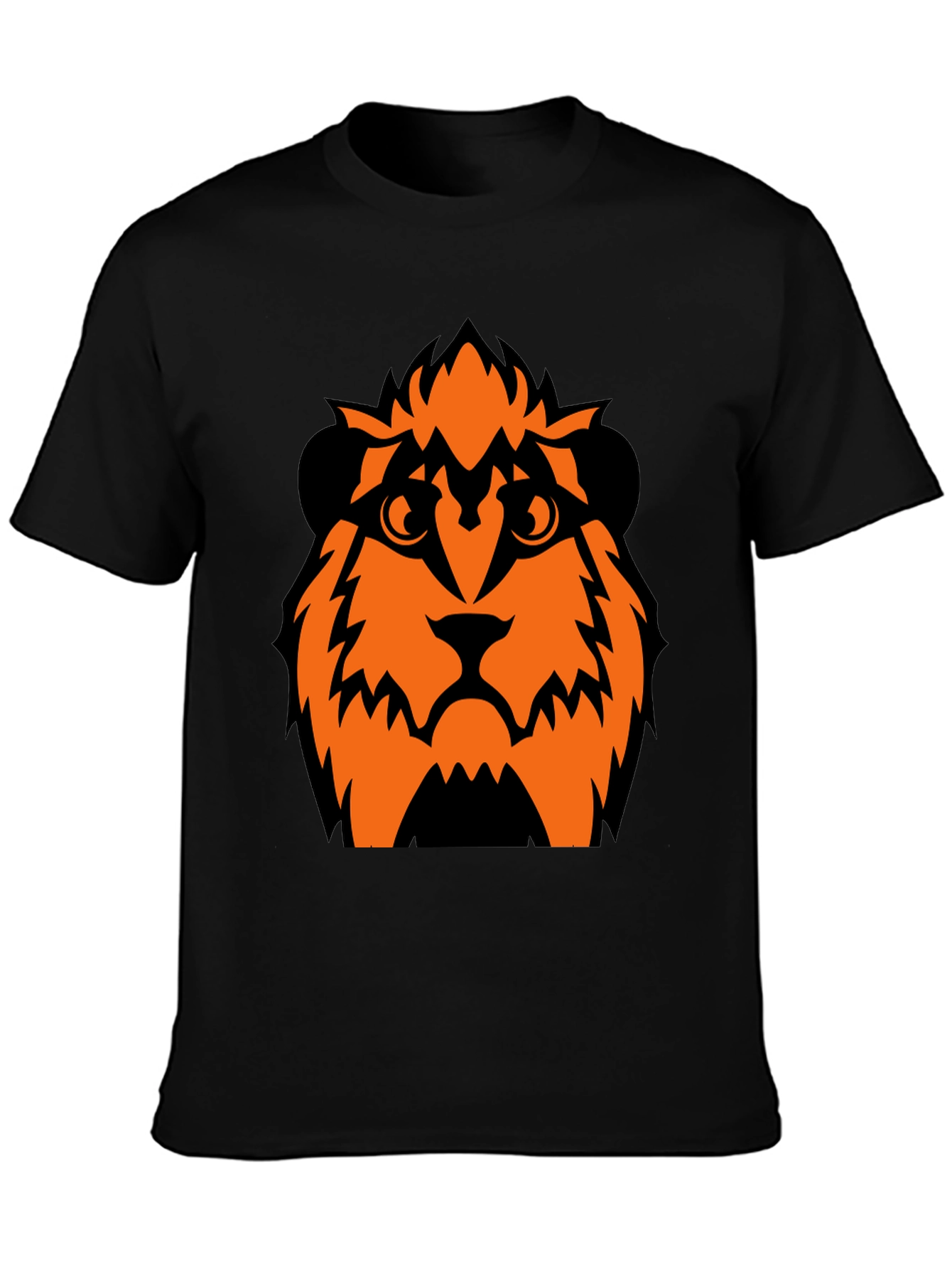 Orange Lion Graphic Black T-Shirt