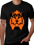 Orange Lion Graphic Black T-Shirt
