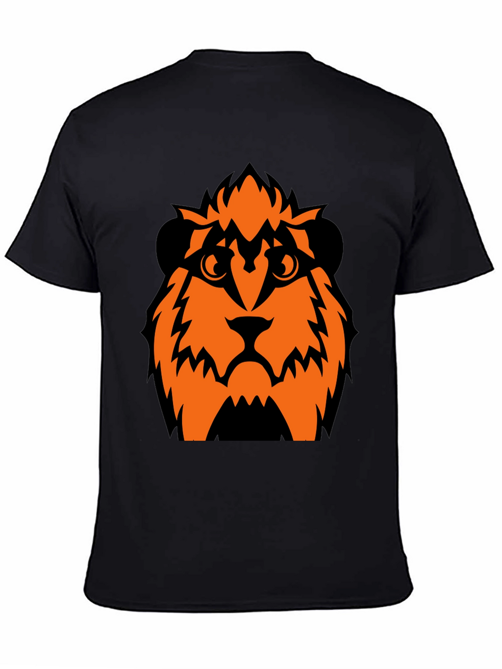 Orange Lion Graphic Black T-Shirt