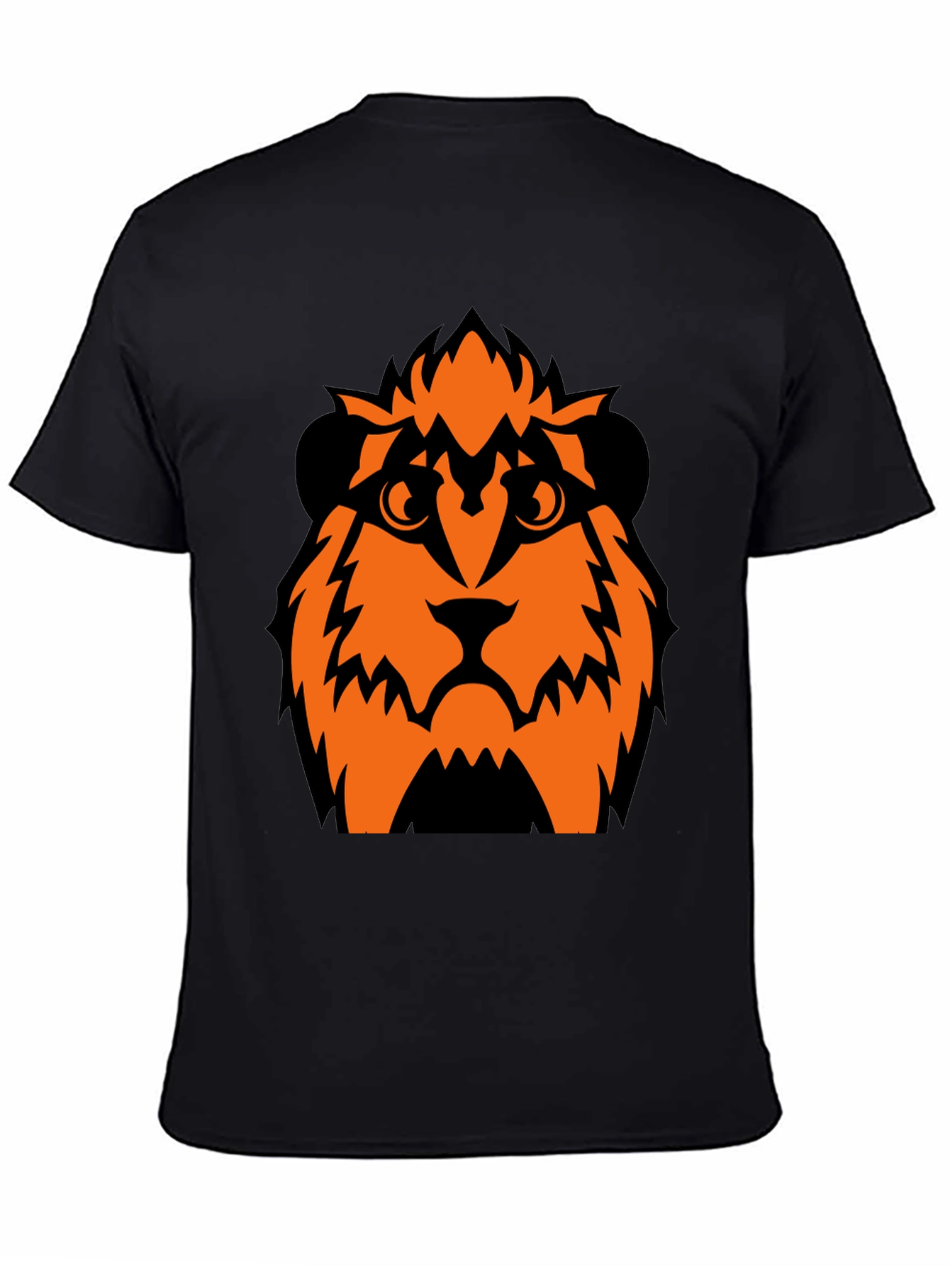 Orange Lion Graphic Black T-Shirt