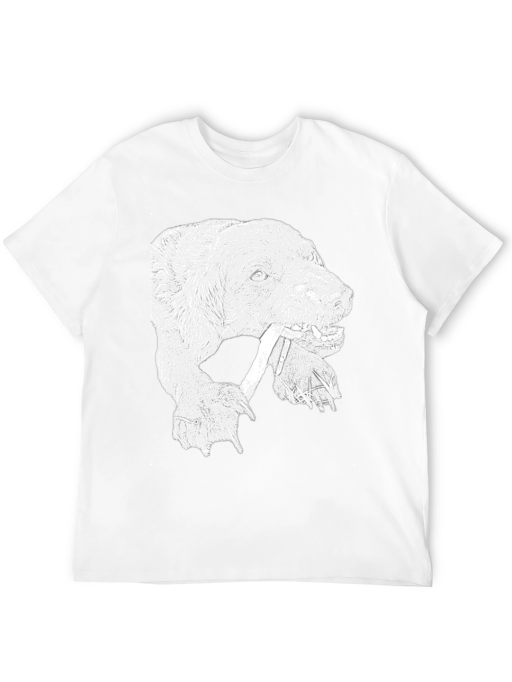 Bear Graphic Print Crew Neck T-Shirt - Black