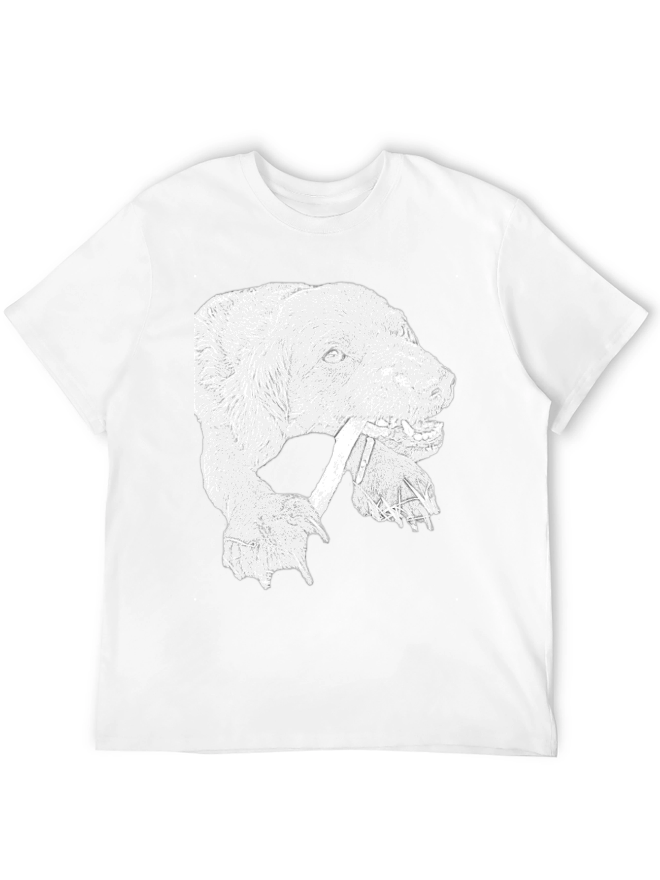 Bear Graphic Print Crew Neck T-Shirt - Black