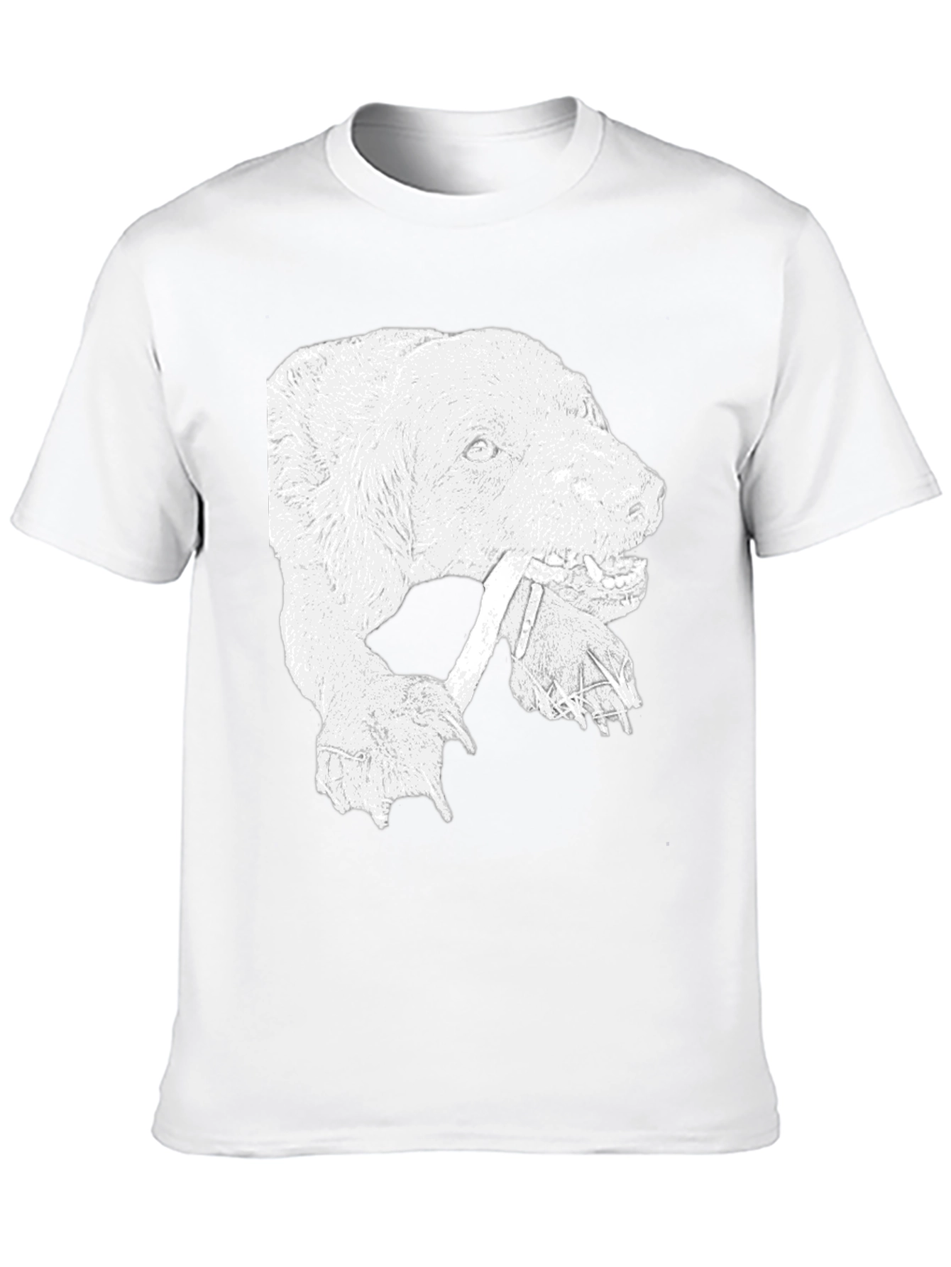 Bear Graphic Print Crew Neck T-Shirt - Black