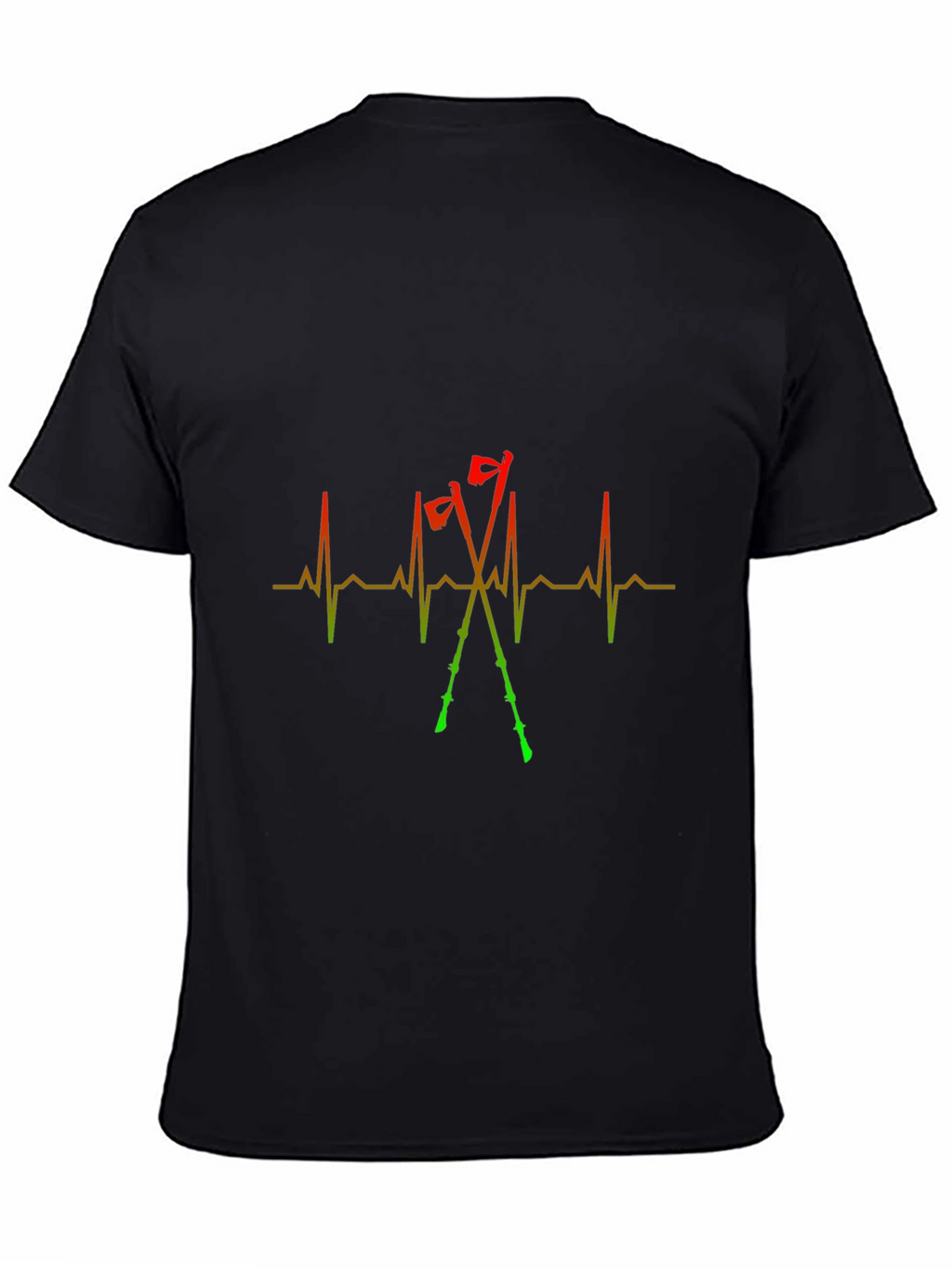 Heartbeat Ski Poles Black T-Shirt