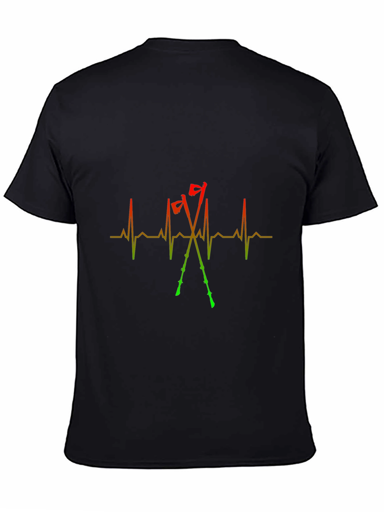Heartbeat Ski Poles Black T-Shirt