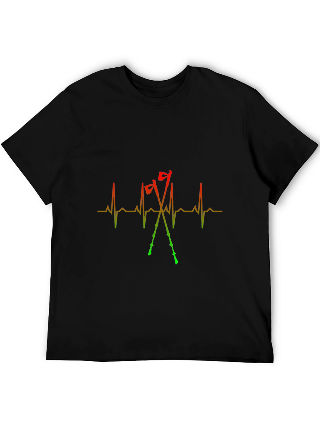 Heartbeat Ski Poles Black T-Shirt
