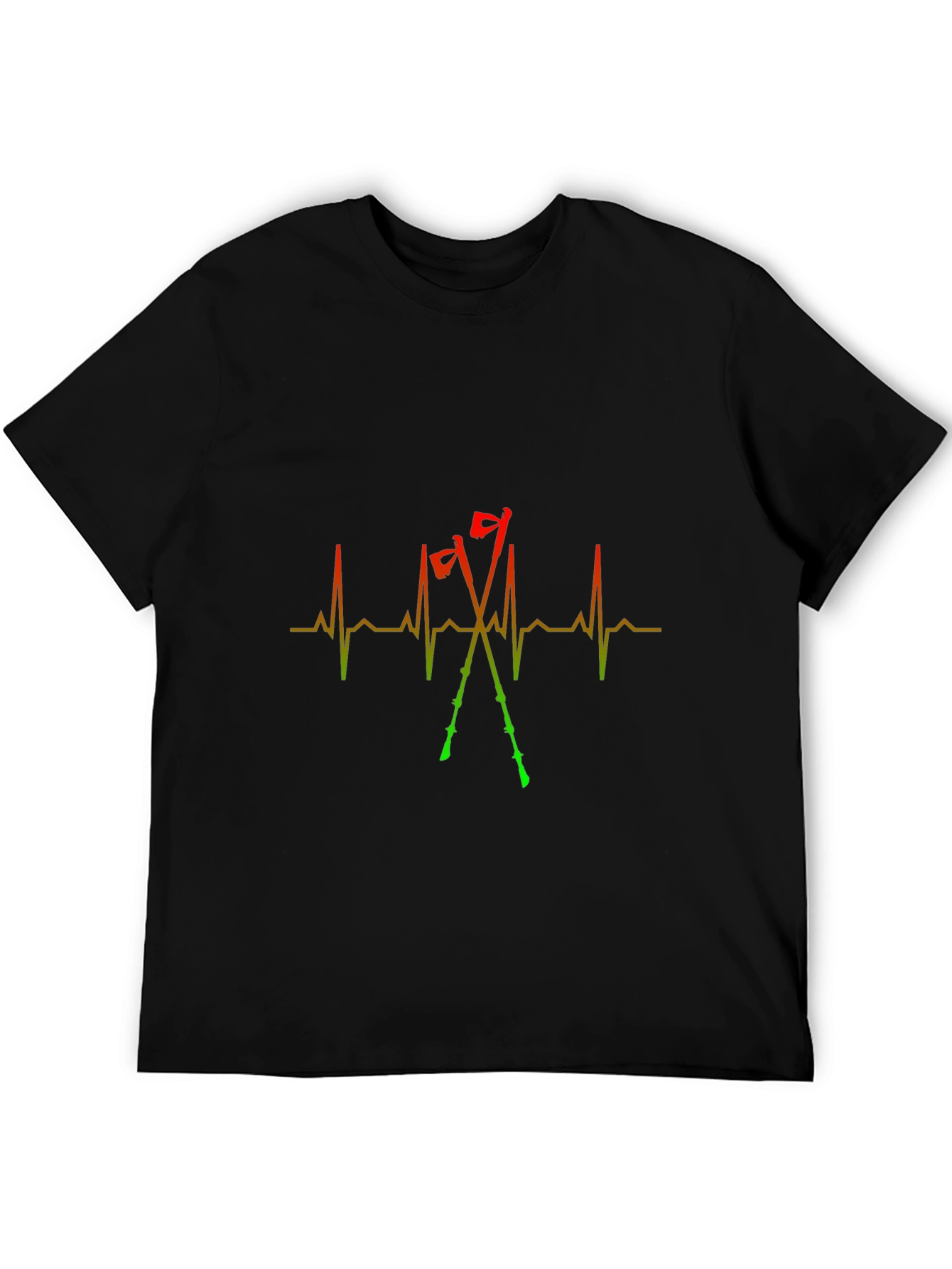 Heartbeat Ski Poles Black T-Shirt