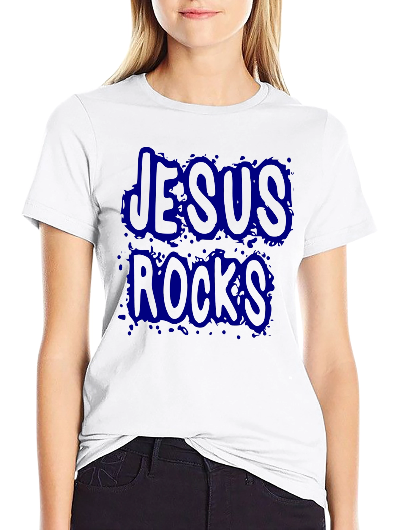 Jesus Rocks Black Graphic T-Shirt