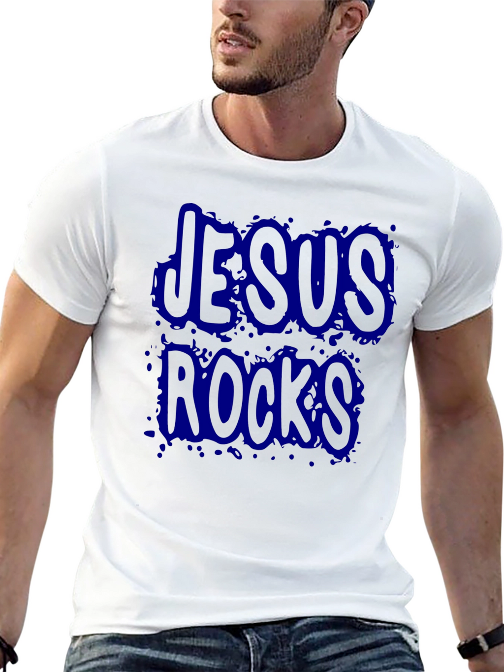 Jesus Rocks Black Graphic T-Shirt