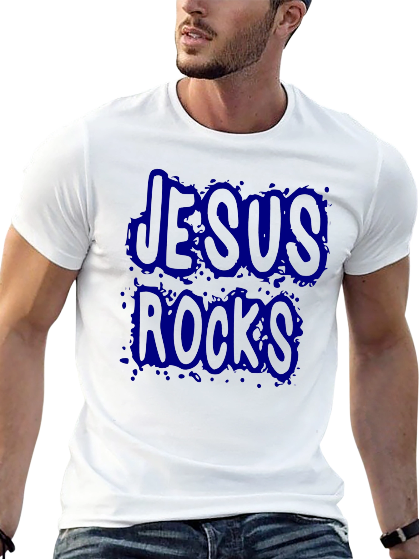 Jesus Rocks Black Graphic T-Shirt
