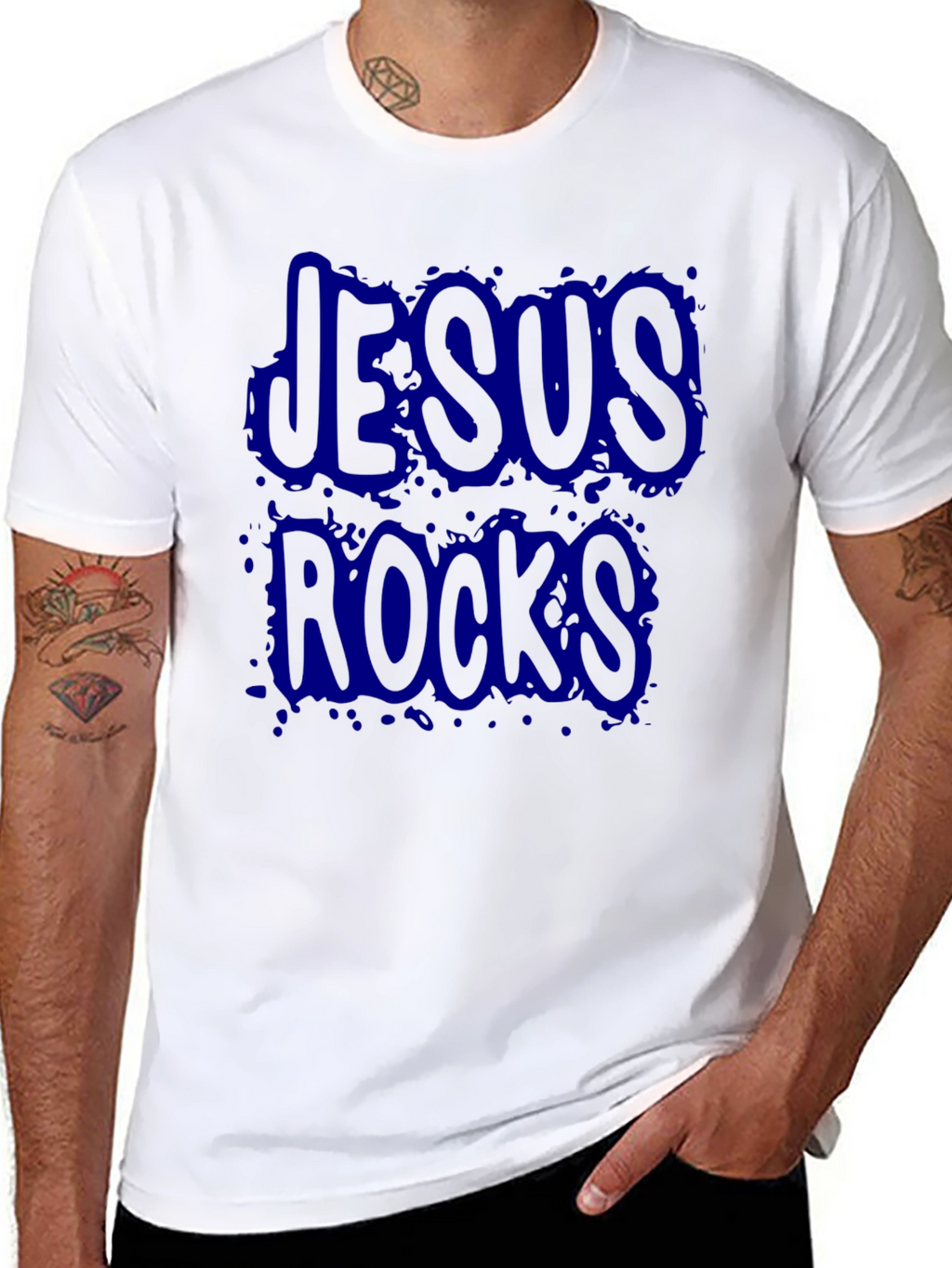 Jesus Rocks Black Graphic T-Shirt