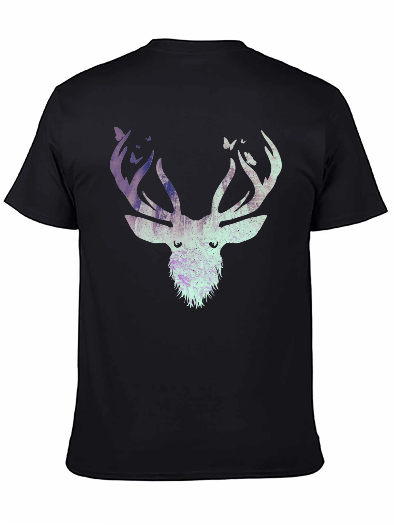 Deer & Butterfly Graphic Tee - Black