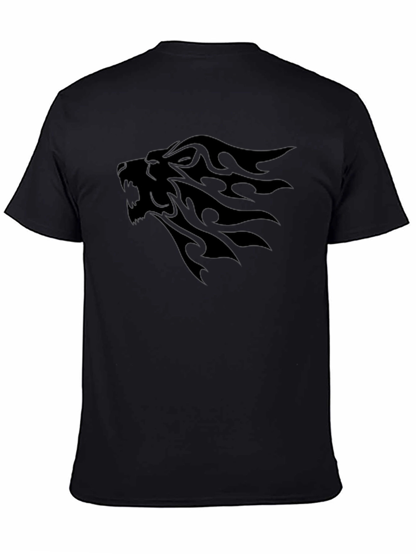 Black Lion Graphic Tee - Tribal Style