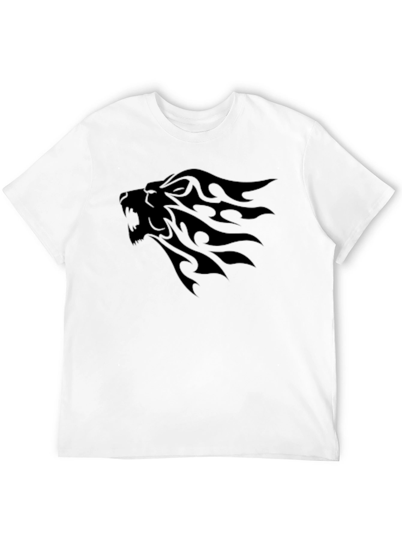 Black Lion Graphic Tee - Tribal Style