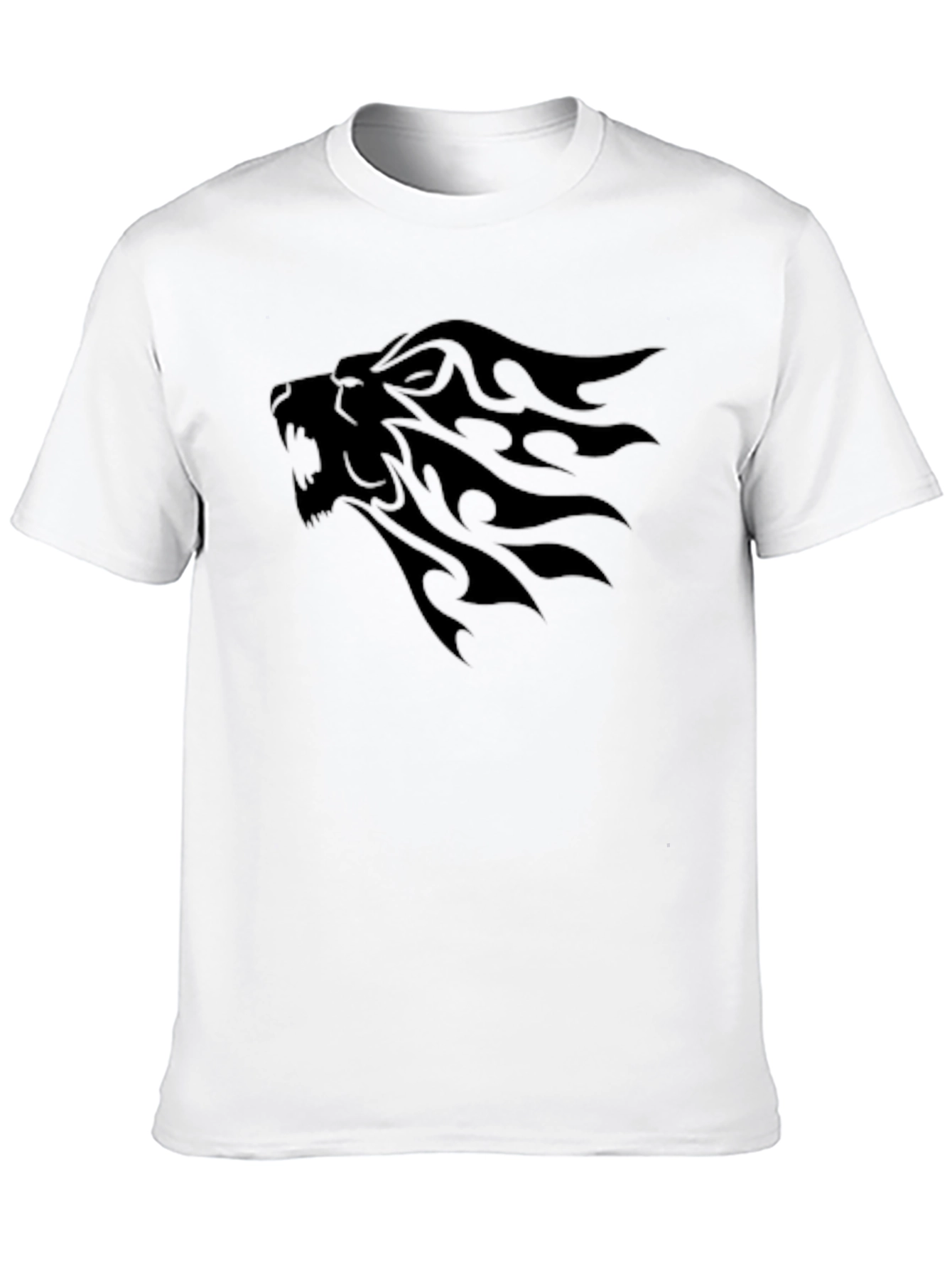 Black Lion Graphic Tee - Tribal Style