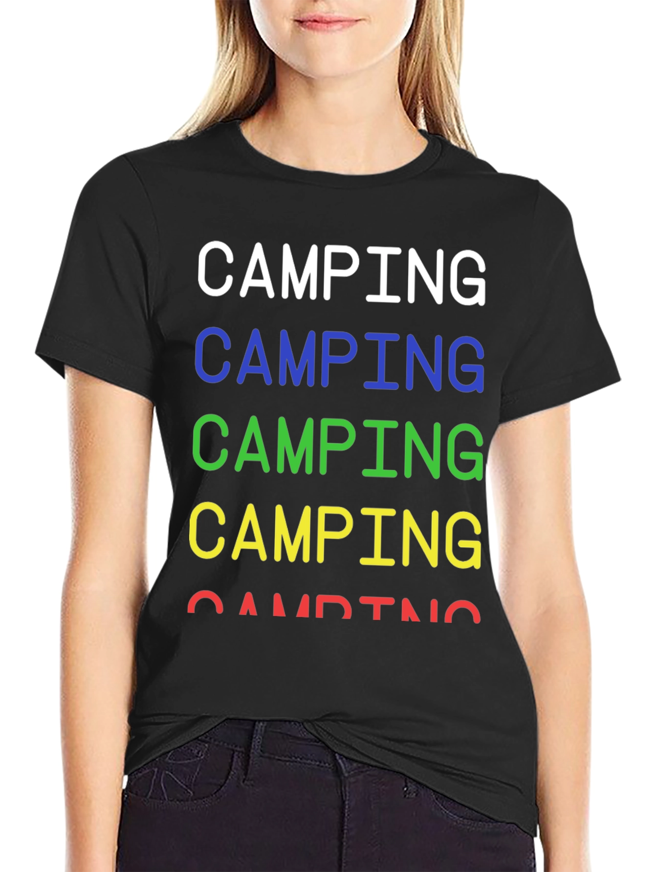 Colorful Camping Graphic Tee - Mens Black Shirt
