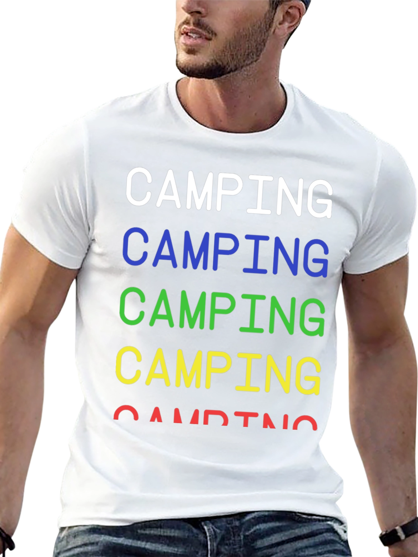 Colorful Camping Graphic Tee - Mens Black Shirt