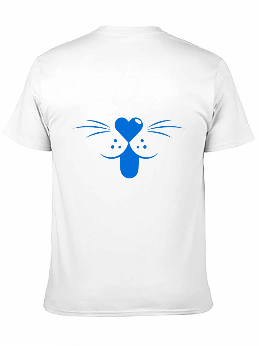 Blue Cat Face Graphic Tee - Black Cotton T-Shirt