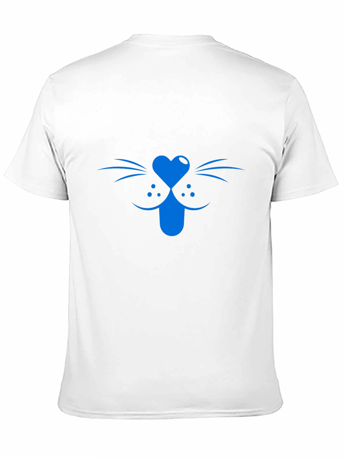 Blue Cat Face Graphic Tee - Black Cotton T-Shirt