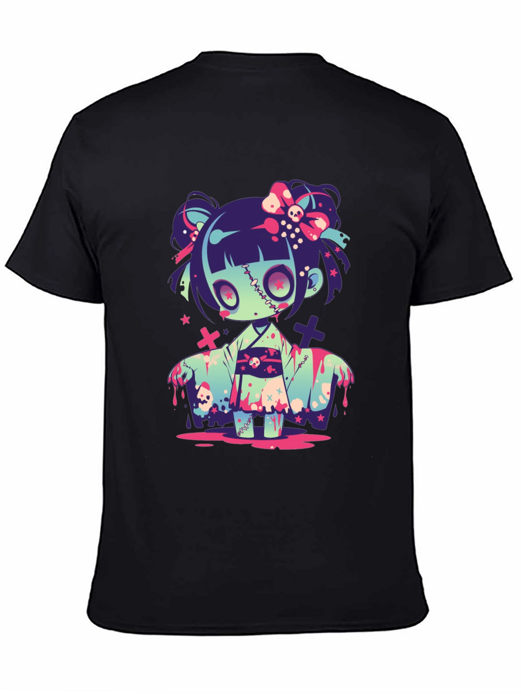 Zombie Girl Graphic Tee - Kawaii Spooky T-Shirt