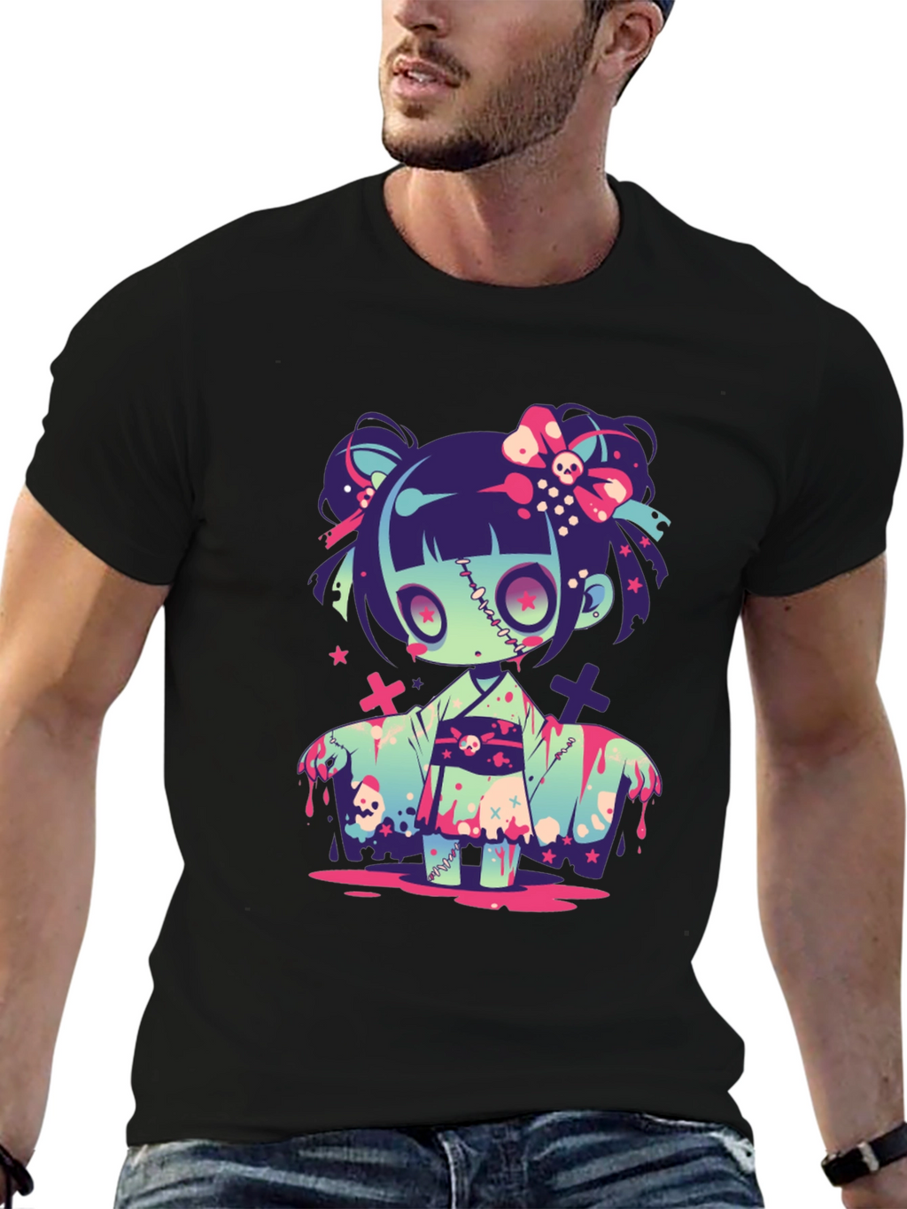 Zombie Girl Graphic Tee - Kawaii Spooky T-Shirt