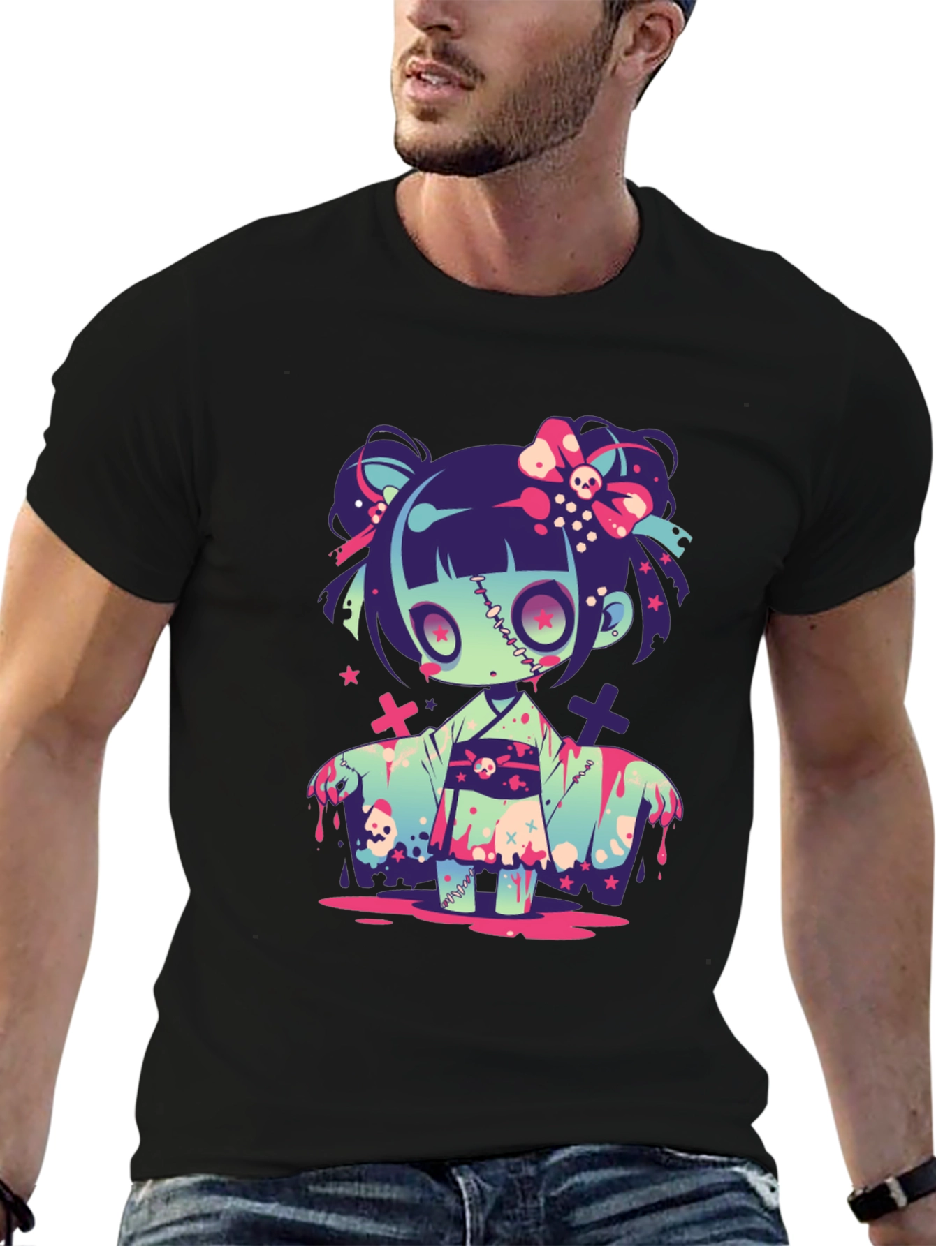 Zombie Girl Graphic Tee - Kawaii Spooky T-Shirt