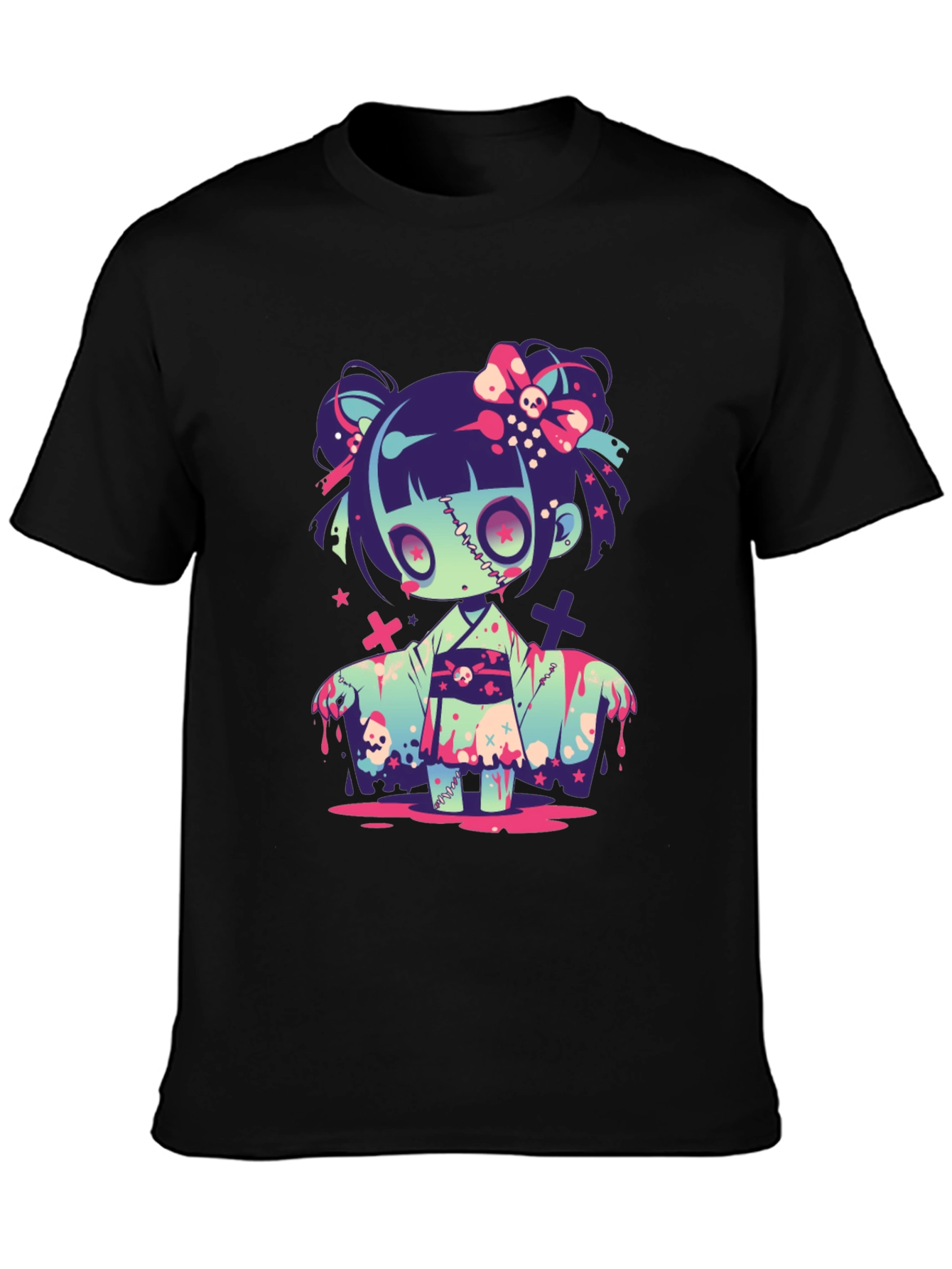 Zombie Girl Graphic Tee - Kawaii Spooky T-Shirt