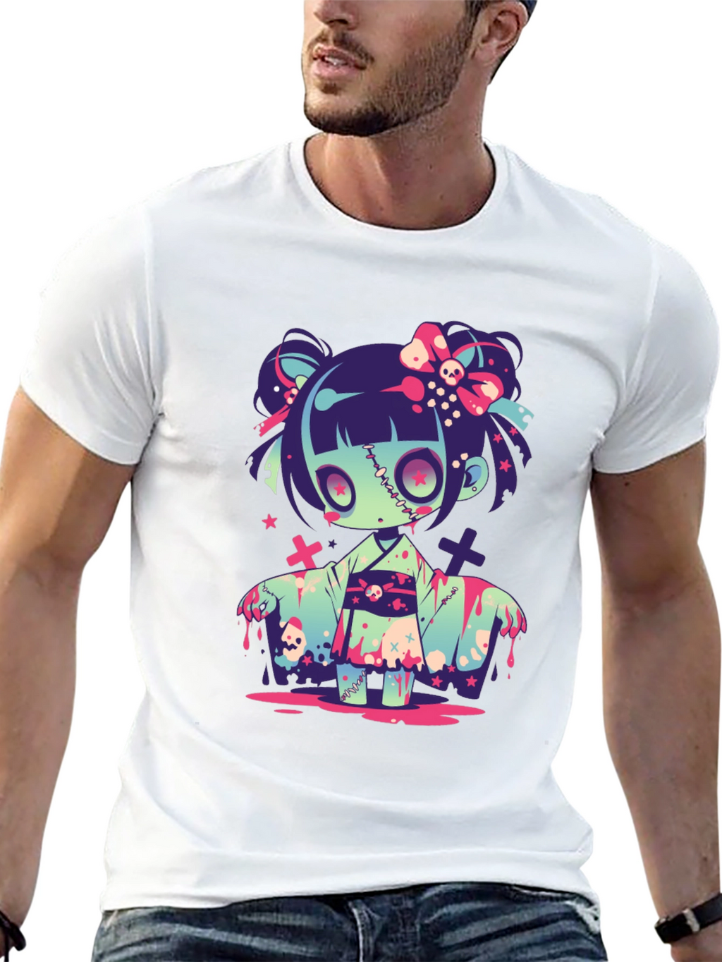 Zombie Girl Graphic Tee - Kawaii Spooky T-Shirt