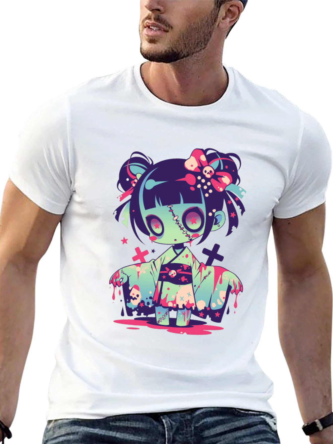 Zombie Girl Graphic Tee - Kawaii Spooky T-Shirt