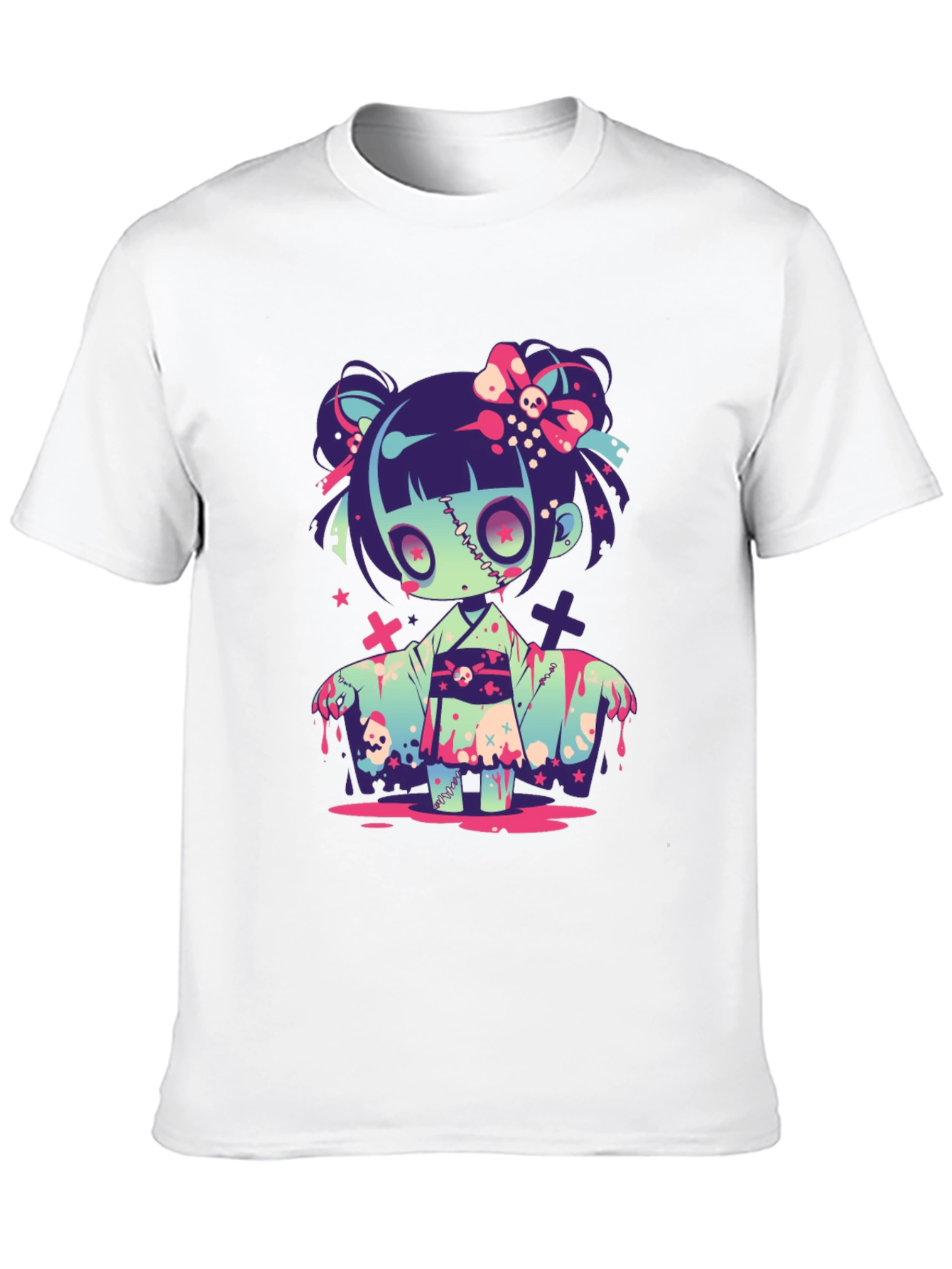 Zombie Girl Graphic Tee - Kawaii Spooky T-Shirt