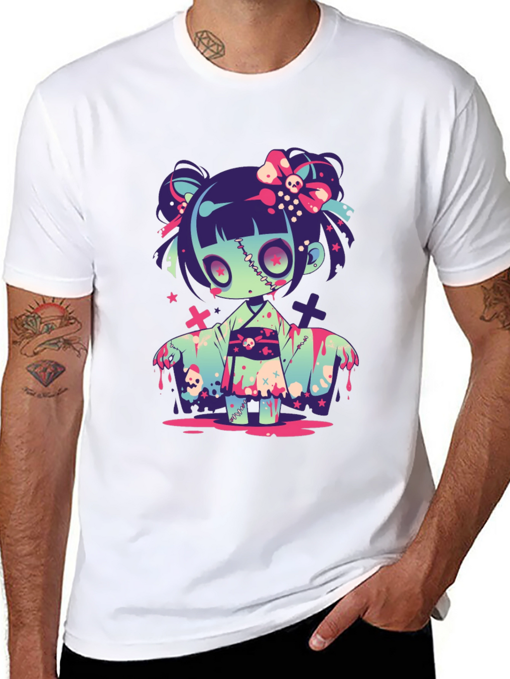 Zombie Girl Graphic Tee - Kawaii Spooky T-Shirt
