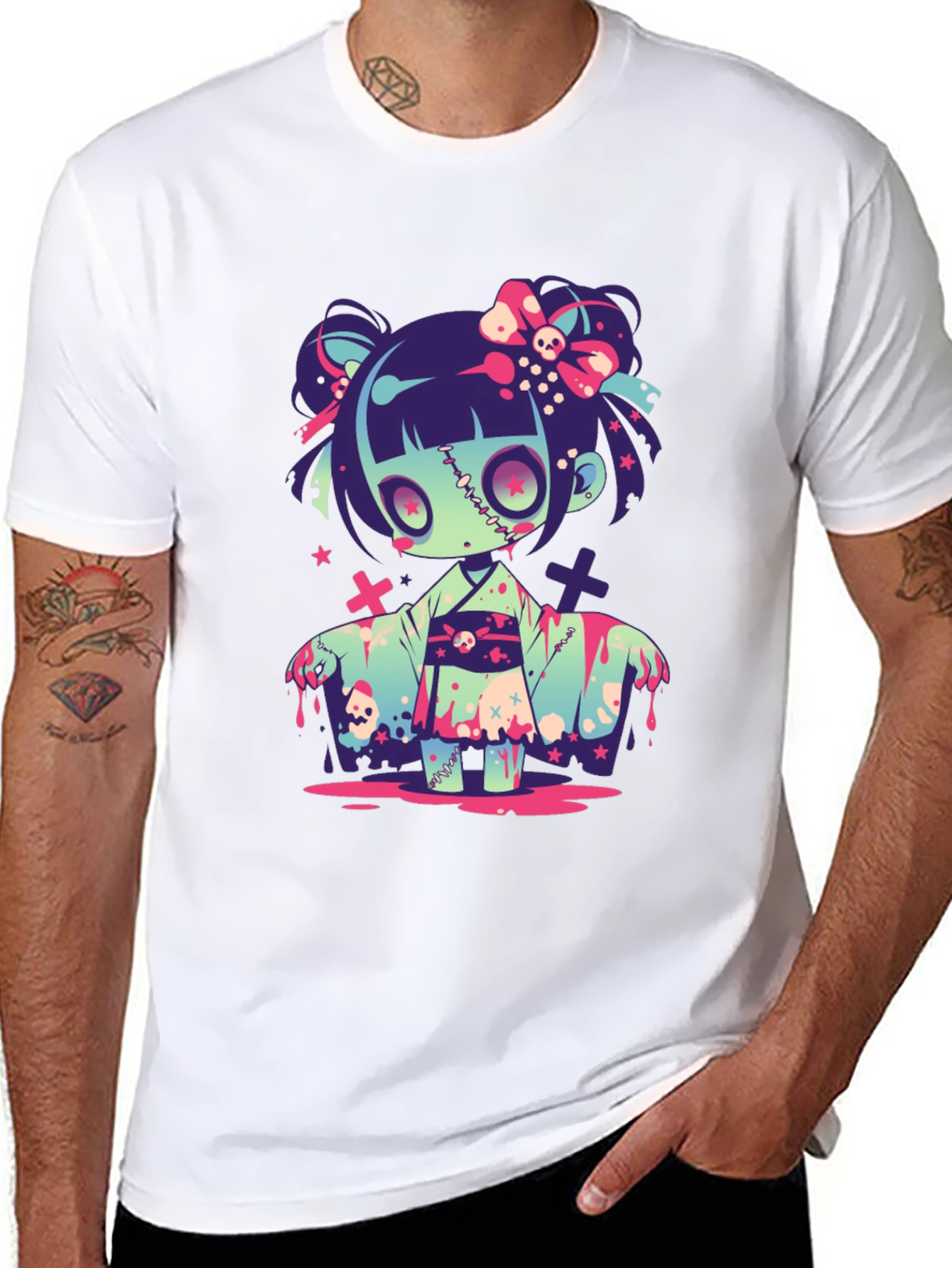 Zombie Girl Graphic Tee - Kawaii Spooky T-Shirt