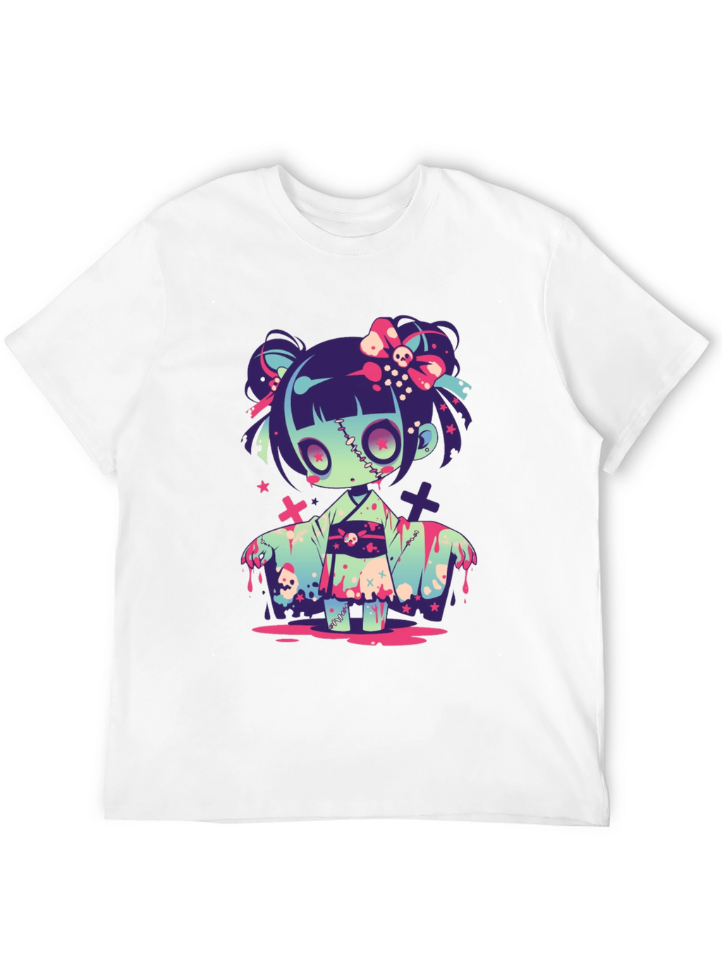 Zombie Girl Graphic Tee - Kawaii Spooky T-Shirt