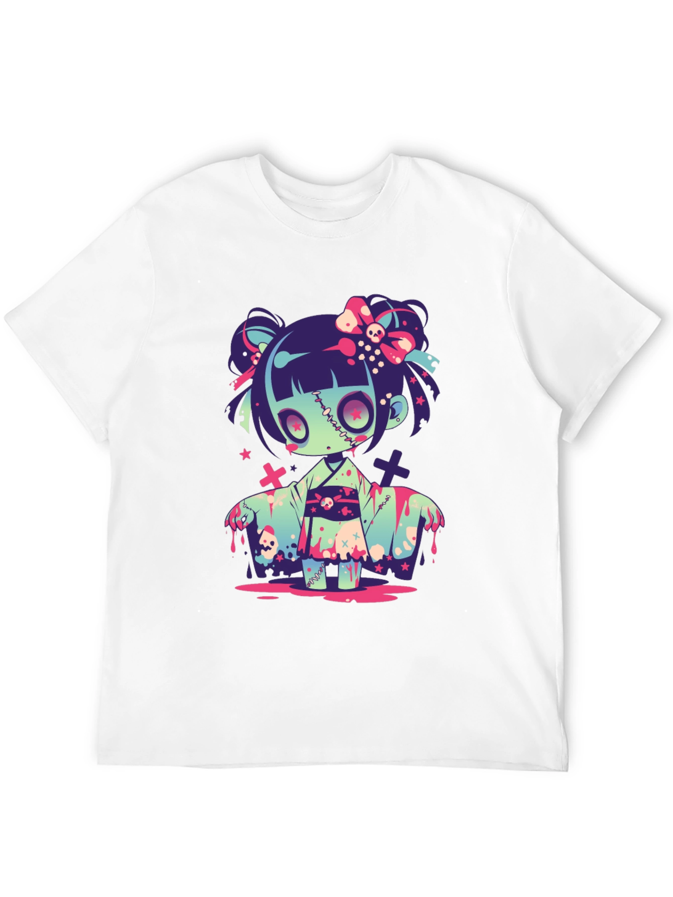 Zombie Girl Graphic Tee - Kawaii Spooky T-Shirt