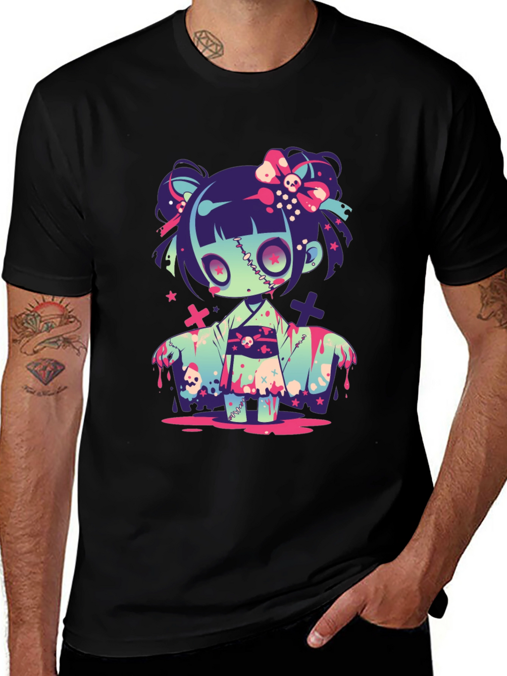 Zombie Girl Graphic Tee - Kawaii Spooky T-Shirt