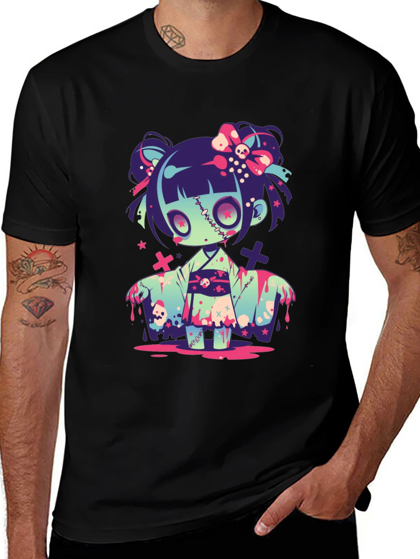 Zombie Girl Graphic Tee - Kawaii Spooky T-Shirt