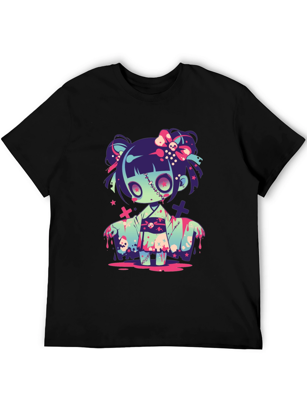 Zombie Girl Graphic Tee - Kawaii Spooky T-Shirt