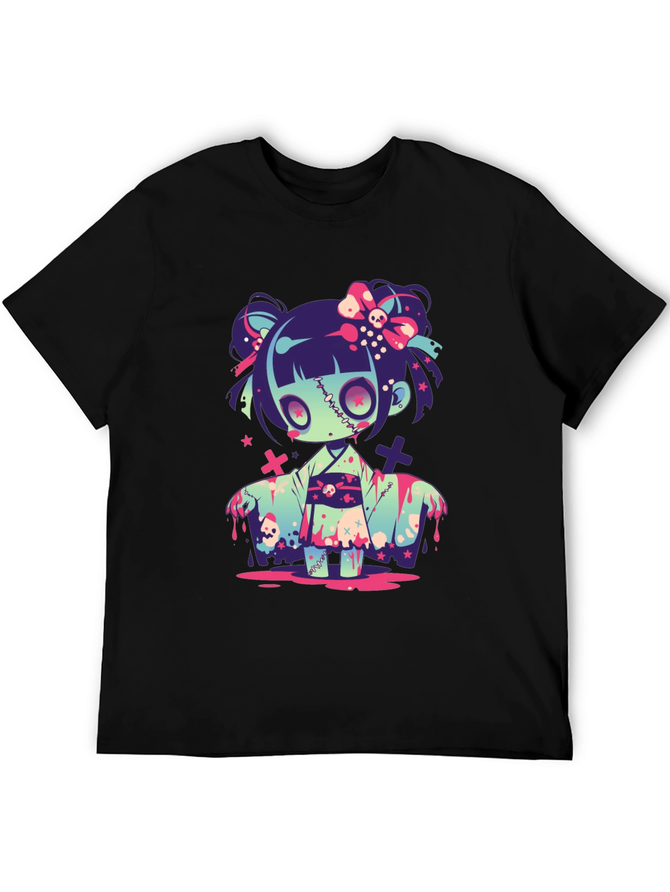 Zombie Girl Graphic Tee - Kawaii Spooky T-Shirt