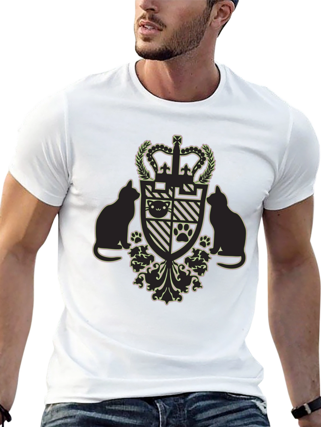 Royal Cat Crest Black T-Shirt