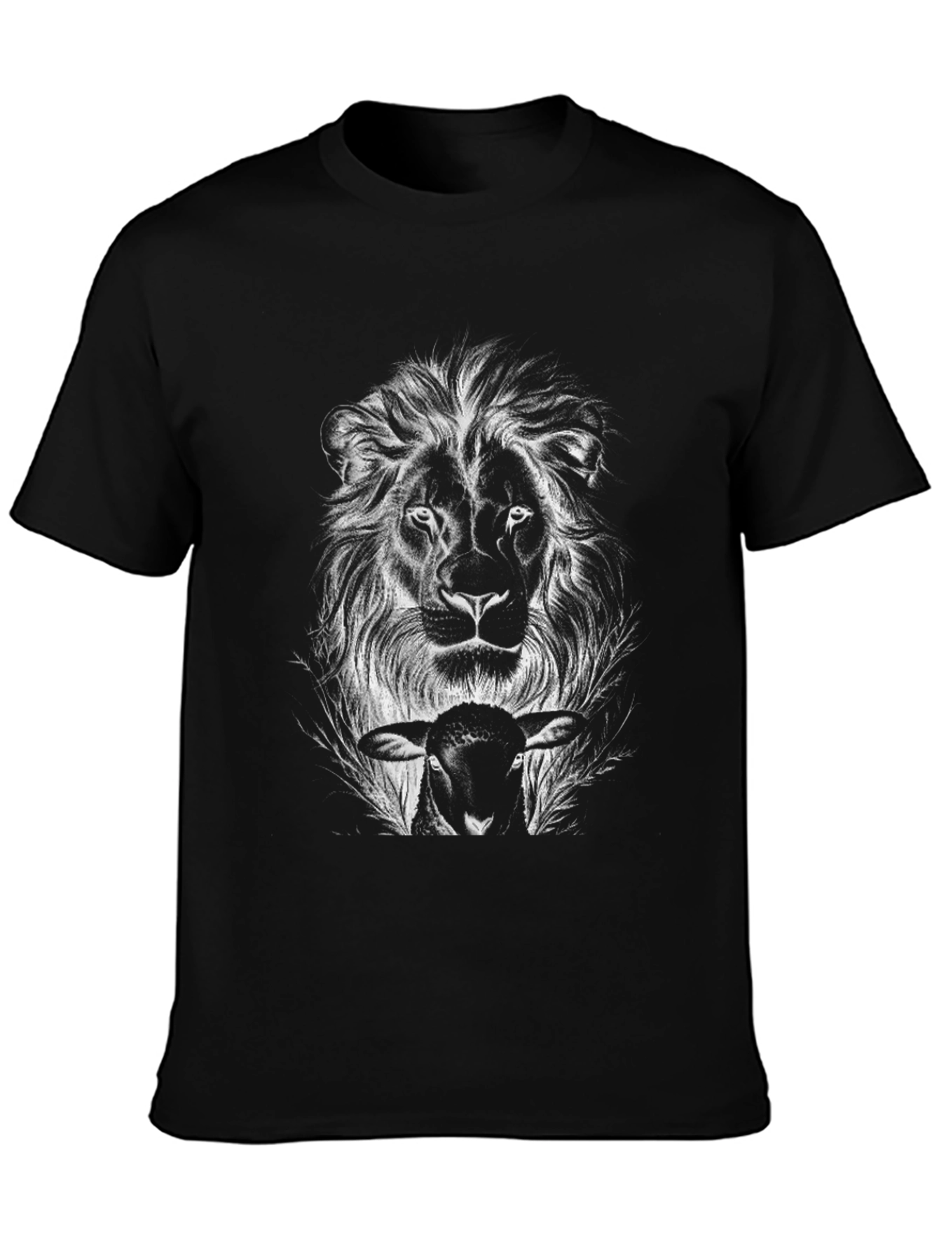 Lion and Lamb Graphic T-Shirt - Black