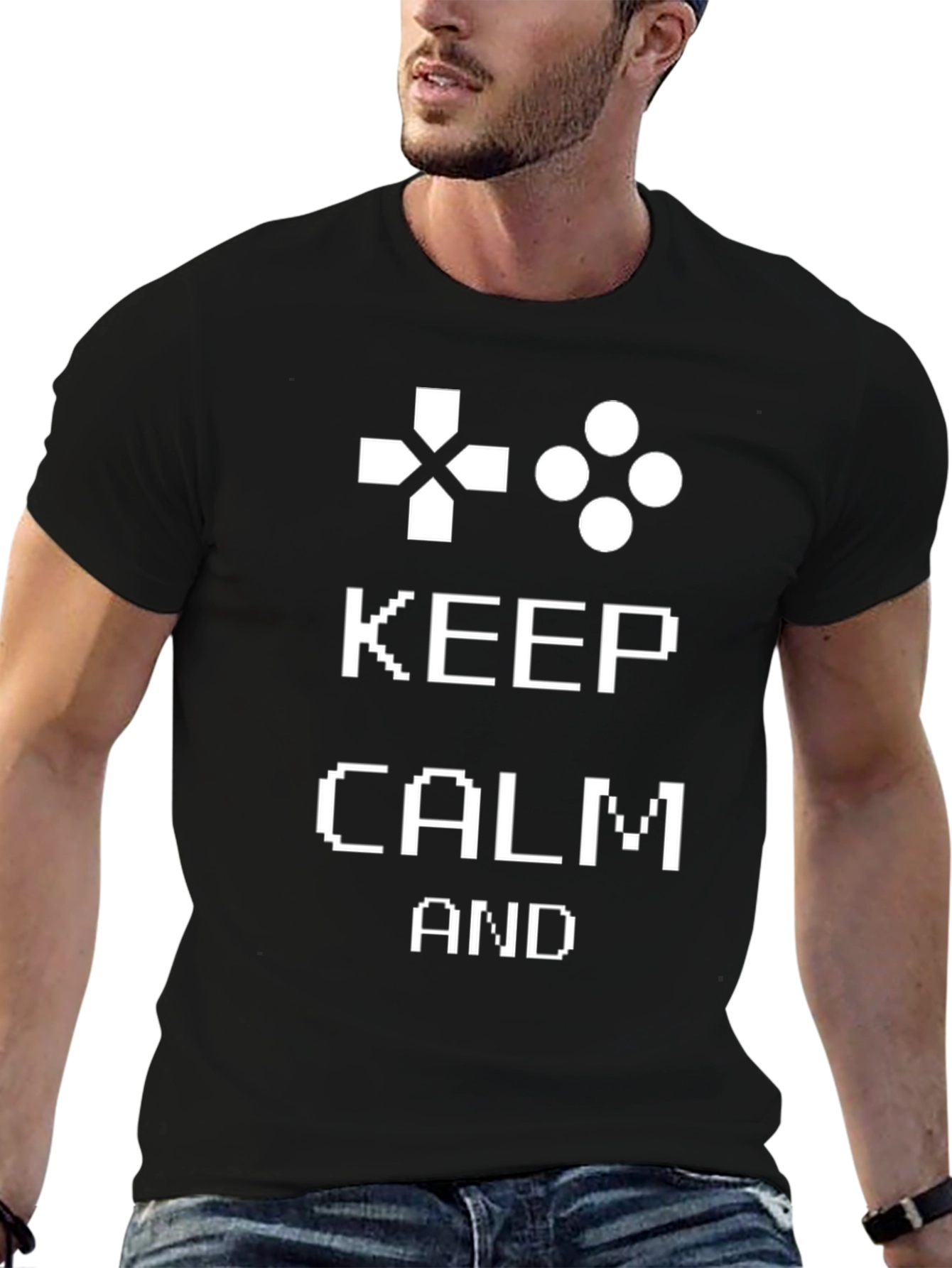 Keep Calm and Game On Black T-Shirt