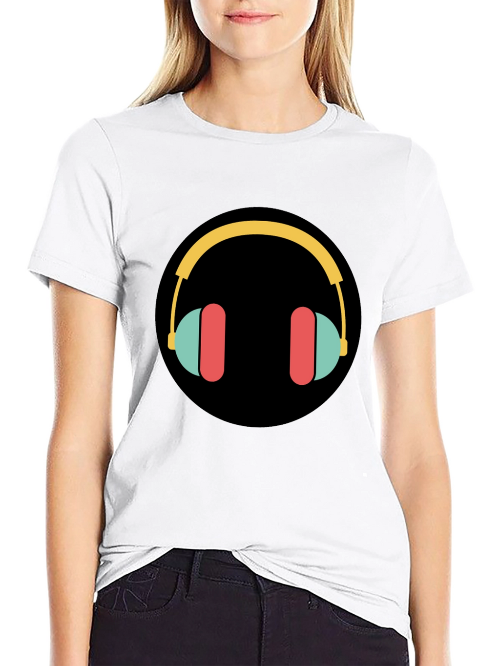 Stylish Graphic Tee - Headphones Design