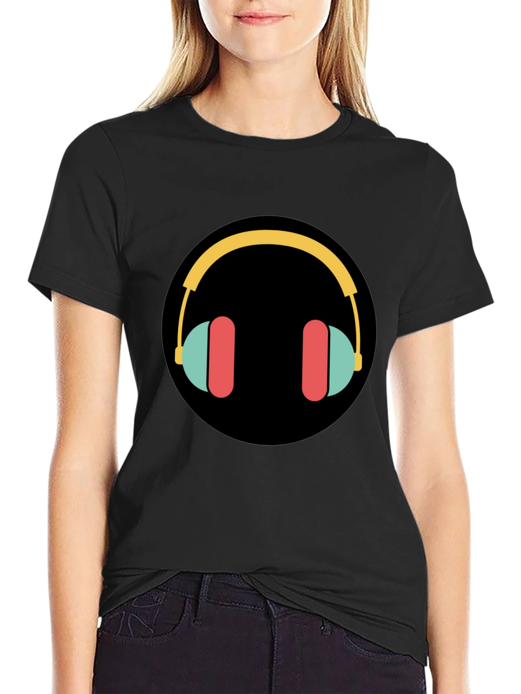 Stylish Graphic Tee - Headphones Design