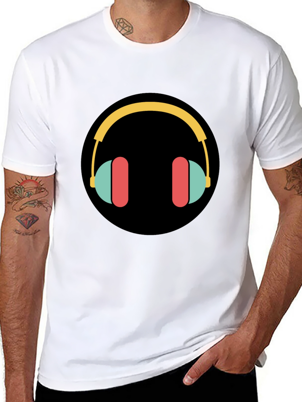 Stylish Graphic Tee - Headphones Design