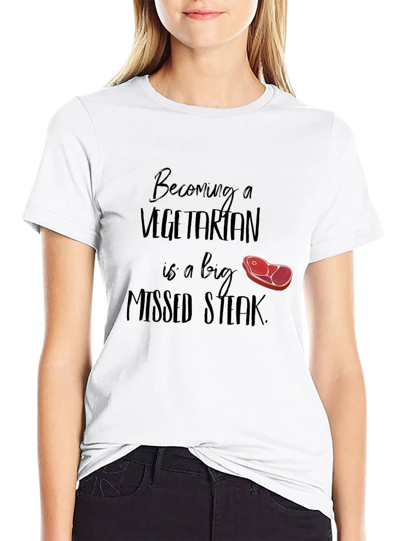 Funny Missed Steak Vegetarian T-Shirt
